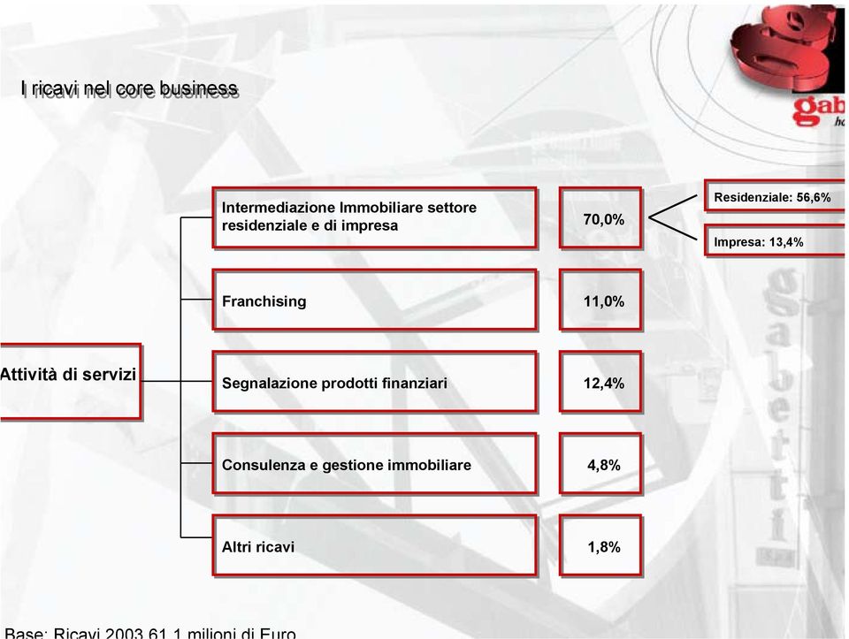 13,4% Franchising 11,0% ttività di servizi Segnalazione prodotti