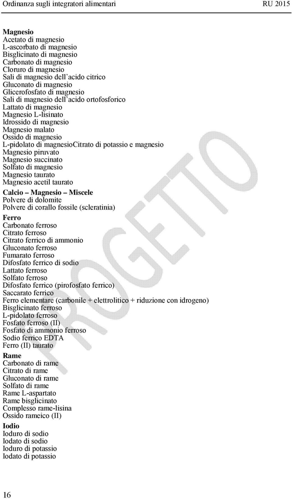 L-pidolato di magnesiocitrato di potassio e magnesio Magnesio piruvato Magnesio succinato Solfato di magnesio Magnesio taurato Magnesio acetil taurato Calcio Magnesio Miscele Polvere di dolomite