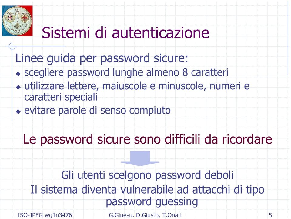 senso compiuto Le password sicure sono difficili da ricordare Gli utenti scelgono password deboli Il