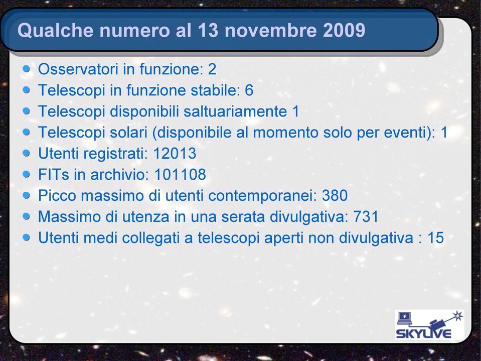 Utenti registrati: 12013 FITs in archivio: 101108 Picco massimo di utenti contemporanei: 380