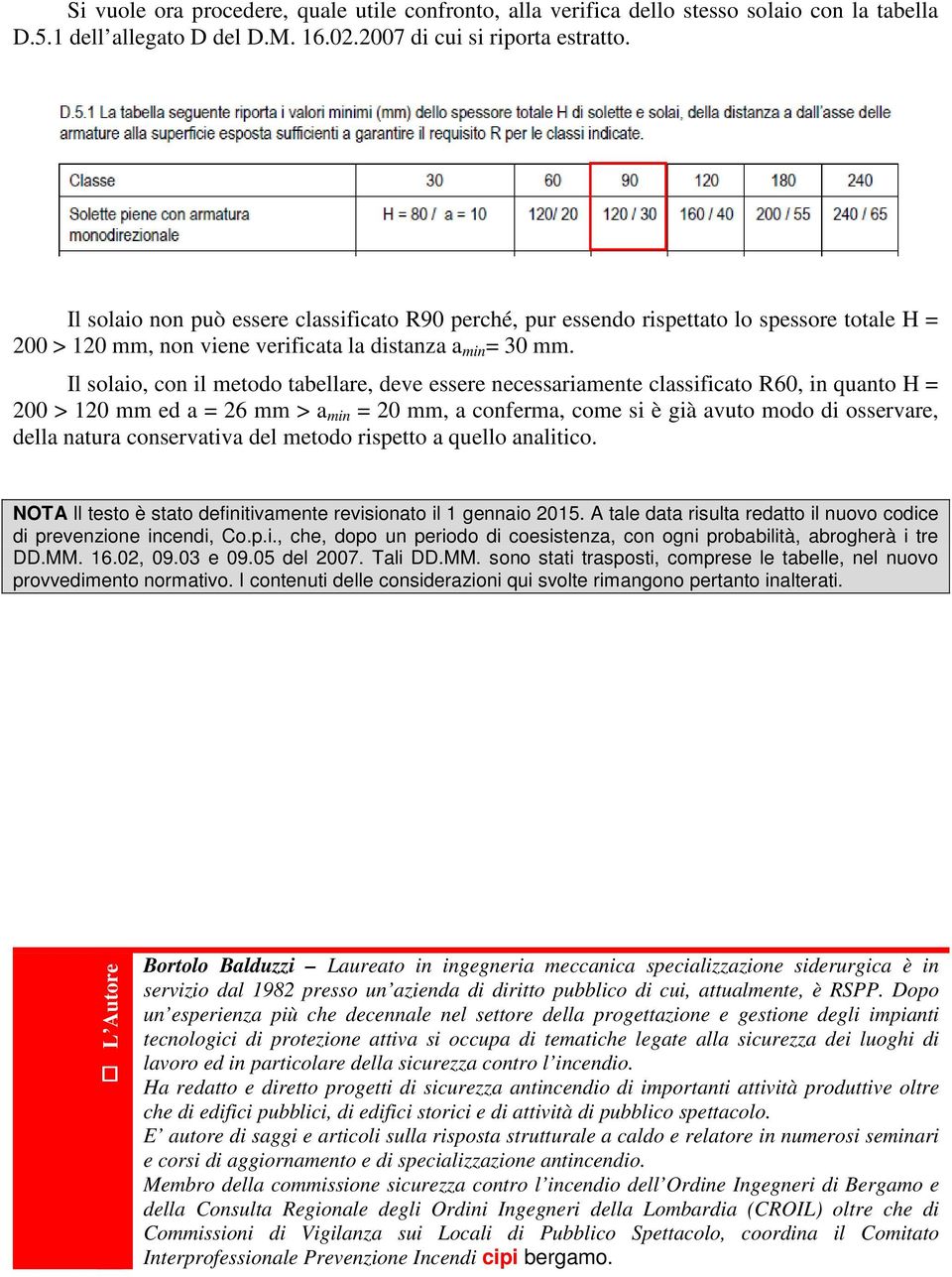 Il slai, cn il metd tabellare, deve essere necessariamente classificat R60, in quant H = 200 > 120 mm ed a = 26 mm > a min = 20 mm, a cnferma, cme si è già avut md di sservare, della natura