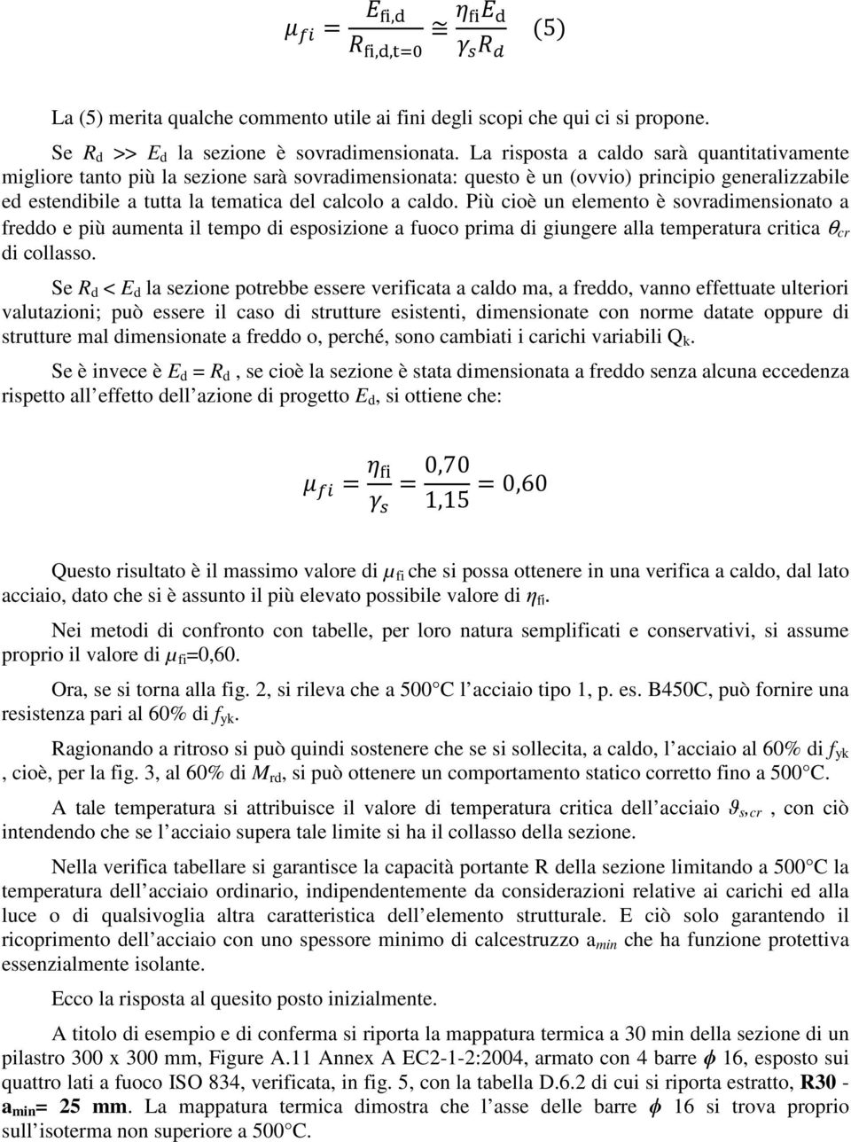 Più ciè un element è svradimensinat a fredd e più aumenta il temp di espsizine a fuc prima di giungere alla temperatura critica θ cr di cllass.