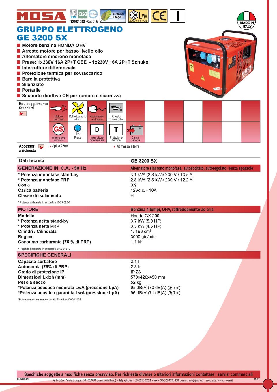 8 kw)/ 230 V / 13.5 A 2.8 kva (2.5 kw)/ 230 V / 12.2 A 0.9 c.