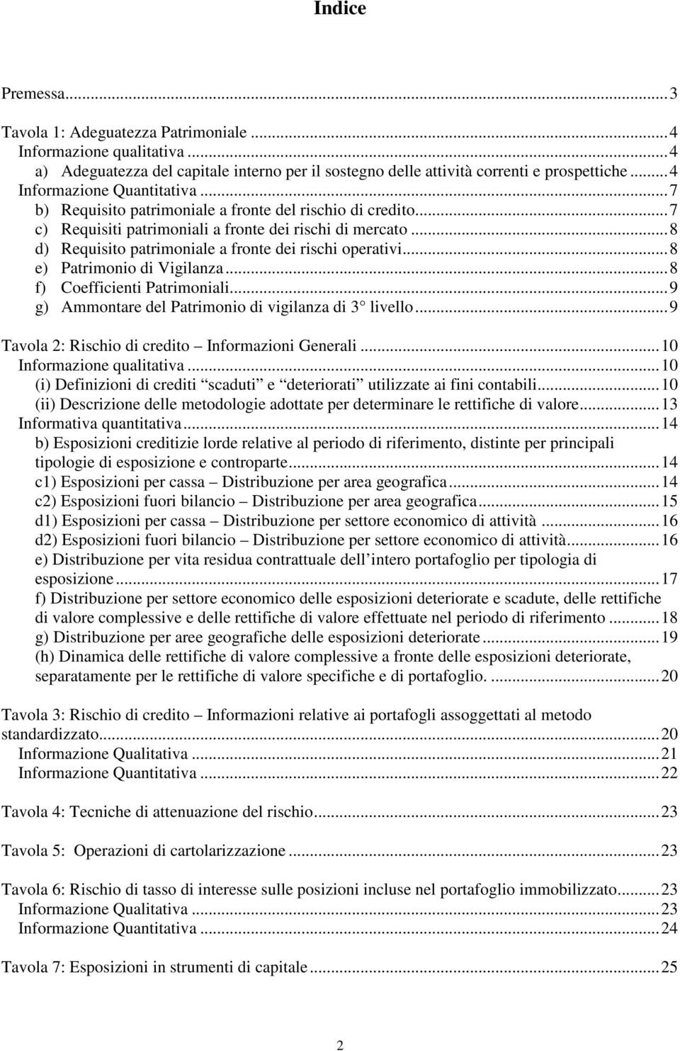 .. 8 d) Requisito patrimoniale a fronte dei rischi operativi... 8 e) Patrimonio di Vigilanza... 8 f) Coefficienti Patrimoniali... 9 g) Ammontare del Patrimonio di vigilanza di 3 livello.