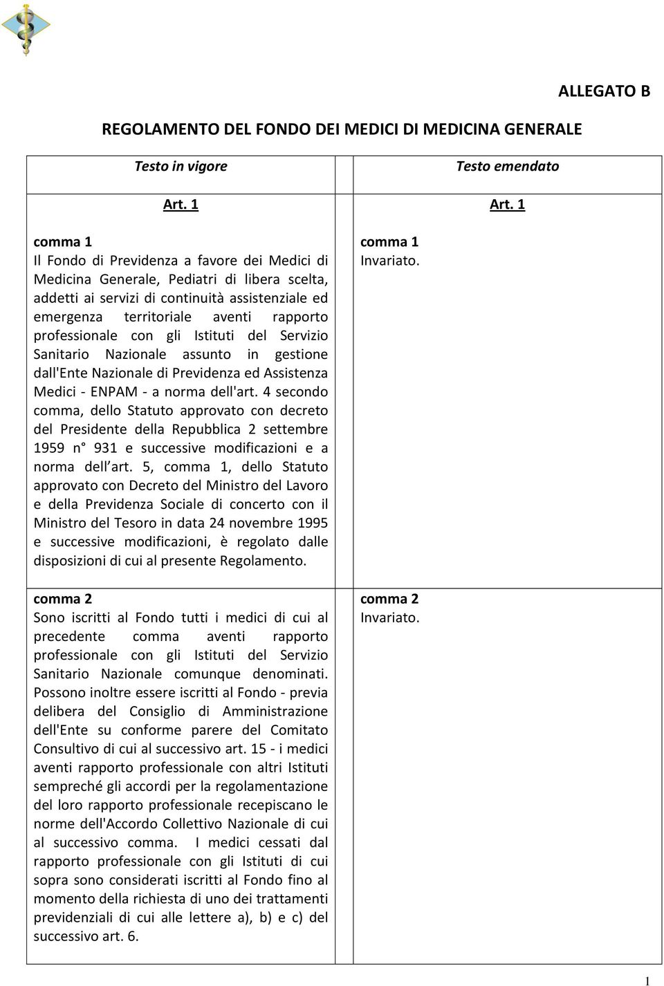 con gli Istituti del Servizio Sanitario Nazionale assunto in gestione dall'ente Nazionale di Previdenza ed Assistenza Medici ENPAM a norma dell'art.