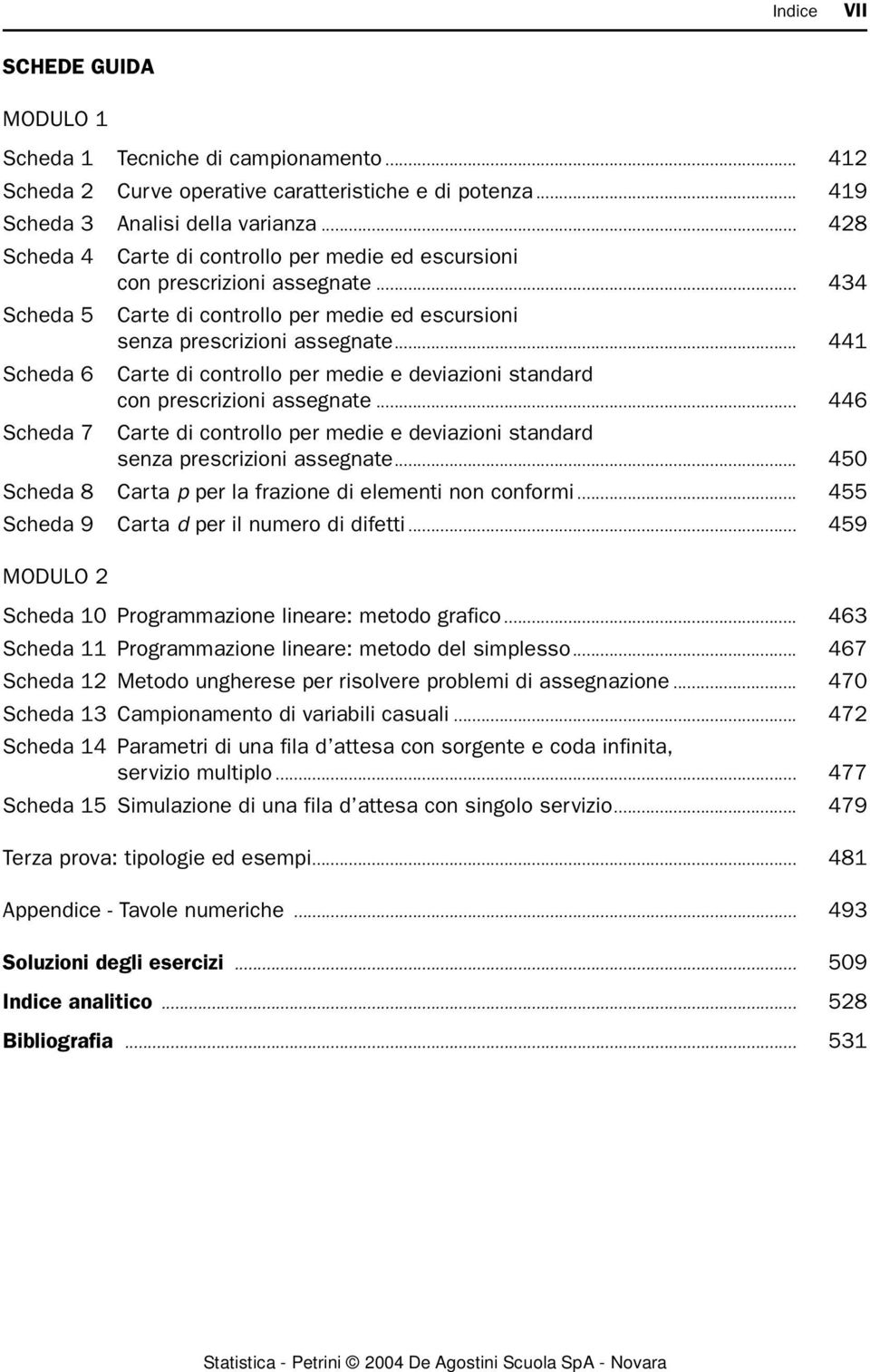 .. 441 Scheda 6 Carte di controllo per medie e deviazioni standard con prescrizioni assegnate... 446 Scheda 7 Carte di controllo per medie e deviazioni standard senza prescrizioni assegnate.