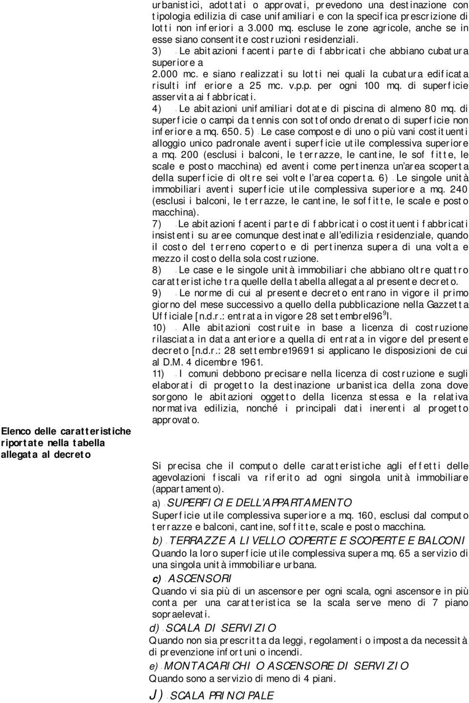 3) - Le abitazioni facenti parte di fabbricati che abbiano cubatura superiore a 2.000 mc. e siano realizzati su lotti nei quali la cubatura edificata risulti inf eriore a 25 mc. v.p.p. per ogni 100 mq.