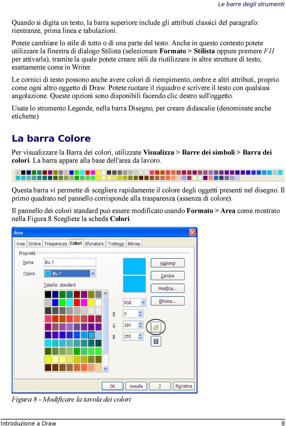 altre strutture di testo, esattamente come in Writer. Le cornici di testo possono anche avere colori di riempimento, ombre e altri attributi, proprio come ogni altro oggetto di Draw.