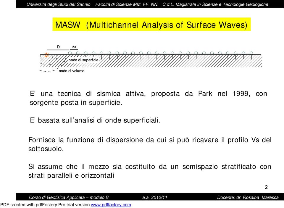 E basata sull analisi di onde superficiali.