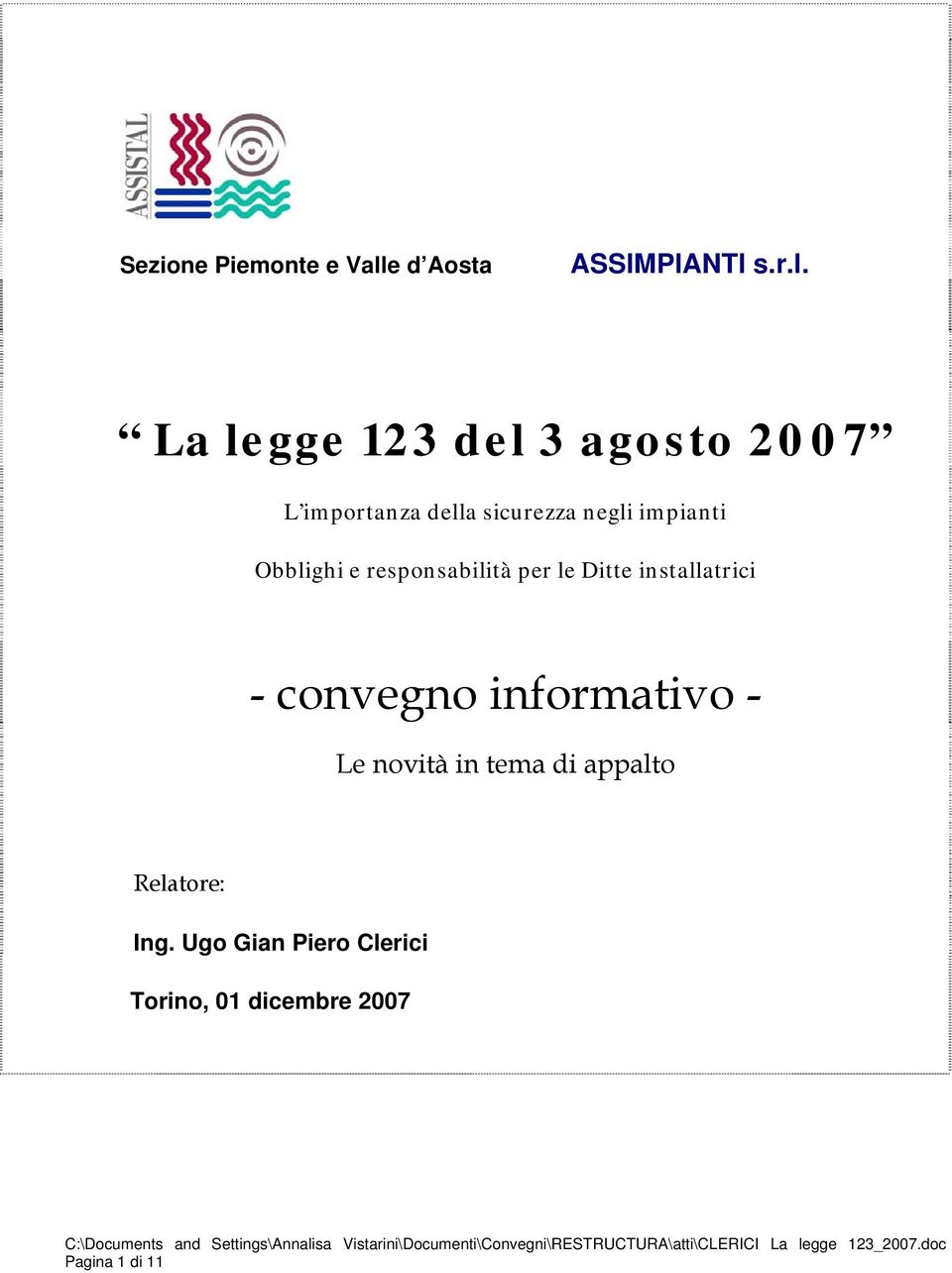 appalto Relatore: Ing.