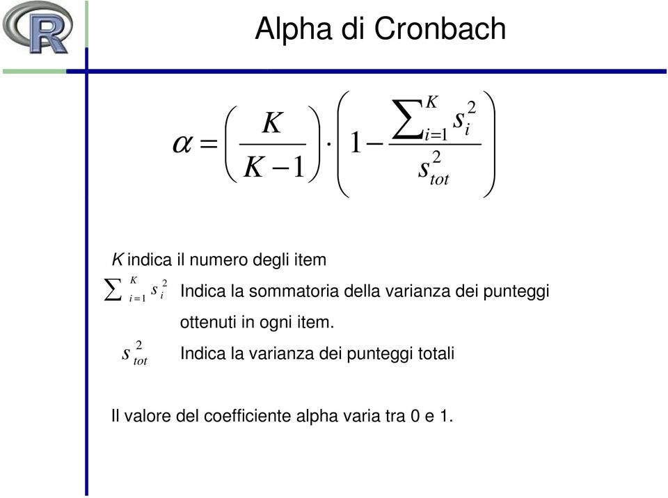 della varianza dei punteggi ottenuti in ogni item.