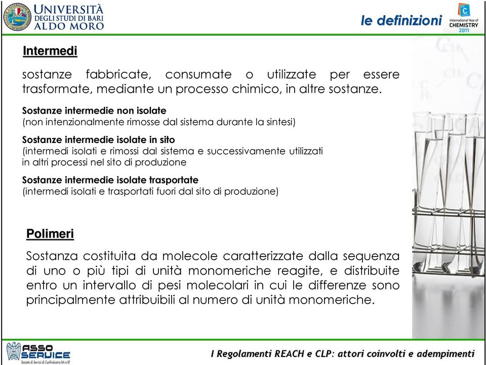 successivamente utilizzati in altri processi nel sito di produzione Sostanze intermedie isolate trasportate (intermedi isolati e trasportati fuori dal sito di produzione) Polimeri