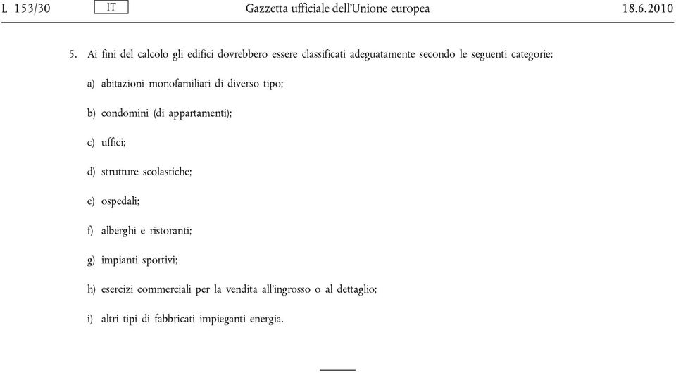 abitazioni monofamiliari di diverso tipo; b) condomini (di appartamenti); c) uffici; d) strutture scolastiche; e)