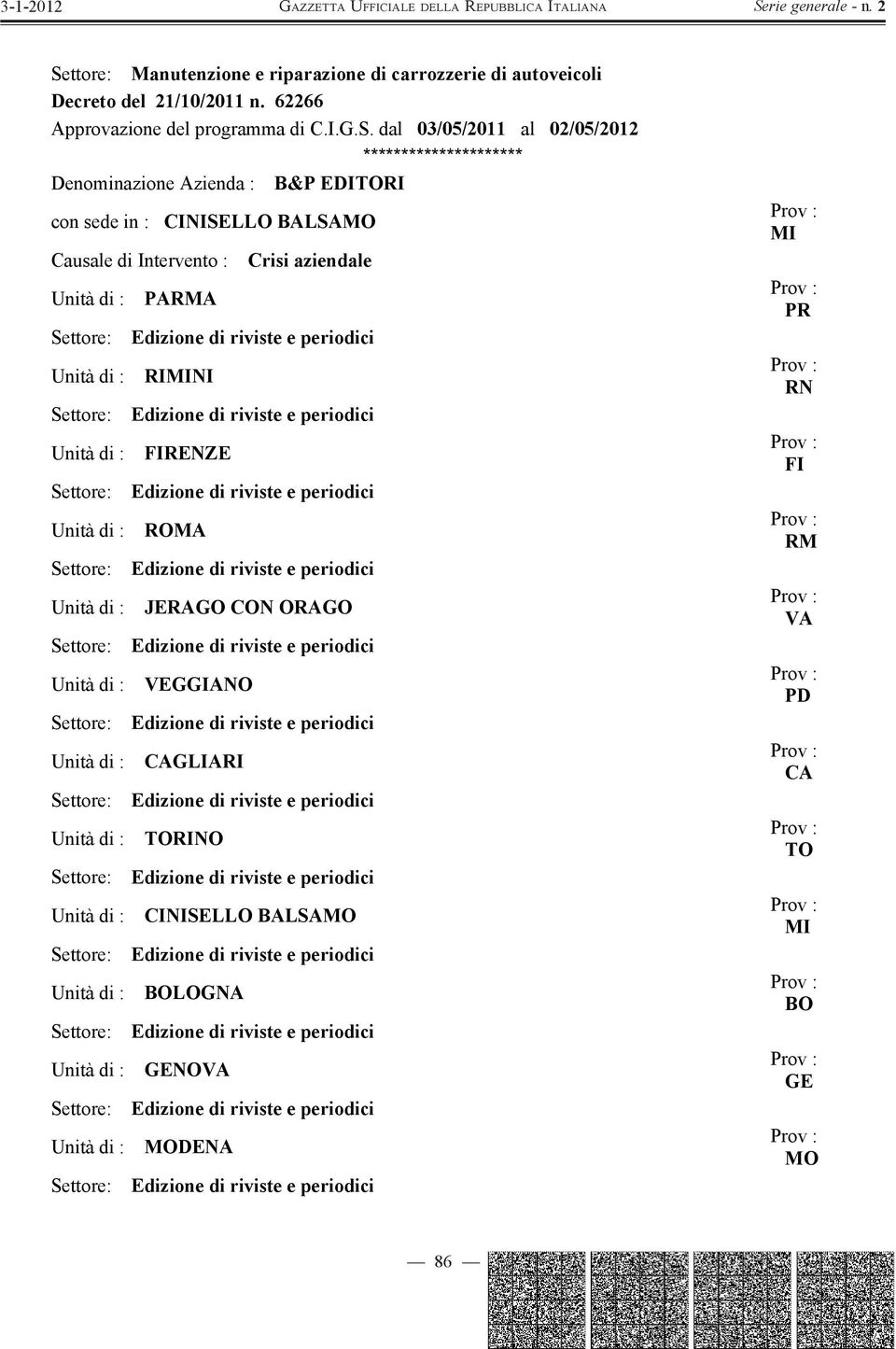 Edizione di riviste e periodici ROMA Edizione di riviste e periodici JERAGO CON ORAGO Edizione di riviste e periodici VEGGIANO Edizione di riviste e periodici CAGLIARI Edizione di