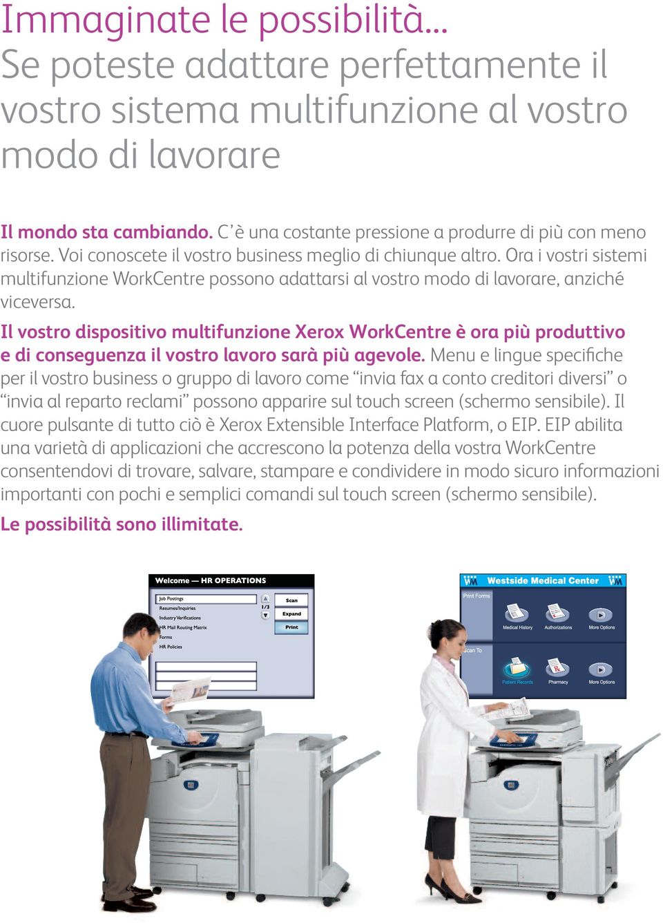 Ora i vostri sistemi multifunzione WorkCentre possono adattarsi al vostro modo di lavorare, anziché viceversa.