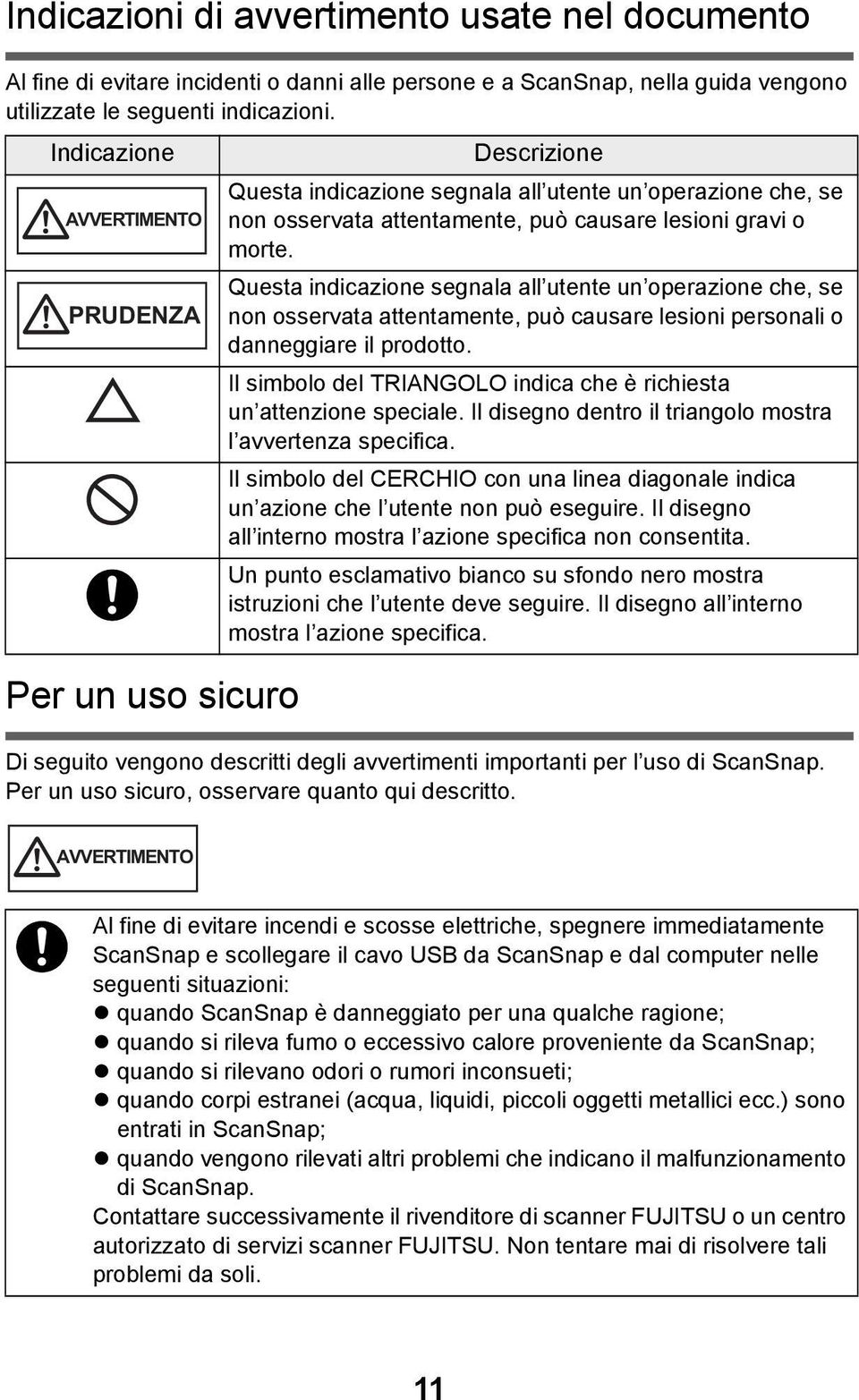 Questa indicazione segnala all utente un operazione che, se PRUDENZA non osservata attentamente, può causare lesioni personali o danneggiare il prodotto.