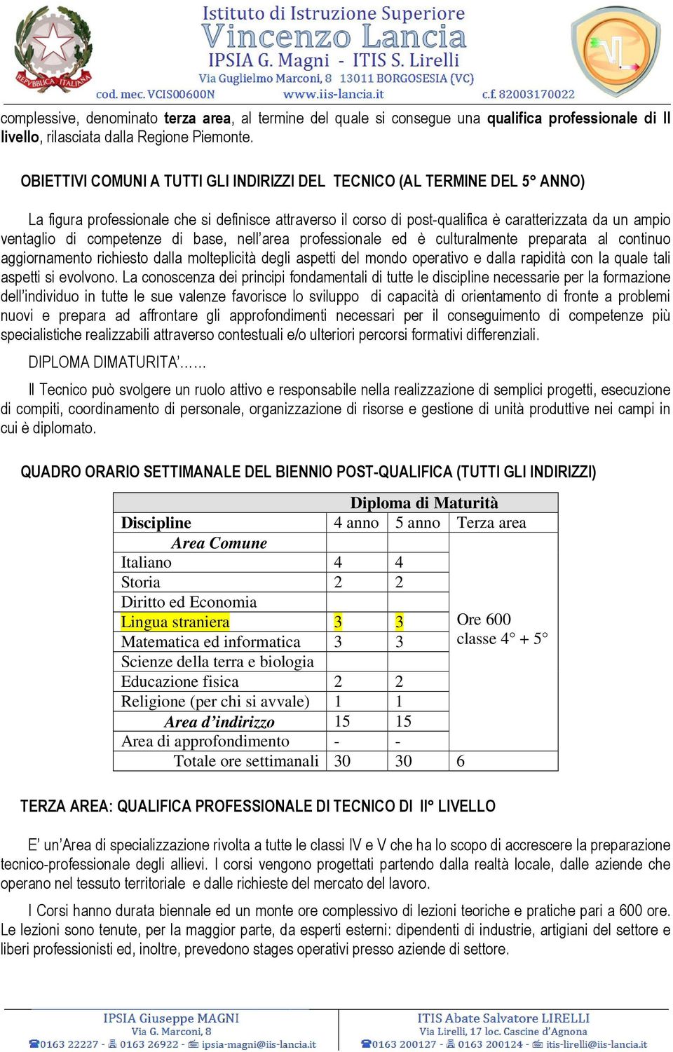 competenze di base, nell area professionale ed è culturalmente preparata al continuo aggiornamento richiesto dalla molteplicità degli aspetti del mondo operativo e dalla rapidità con la quale tali