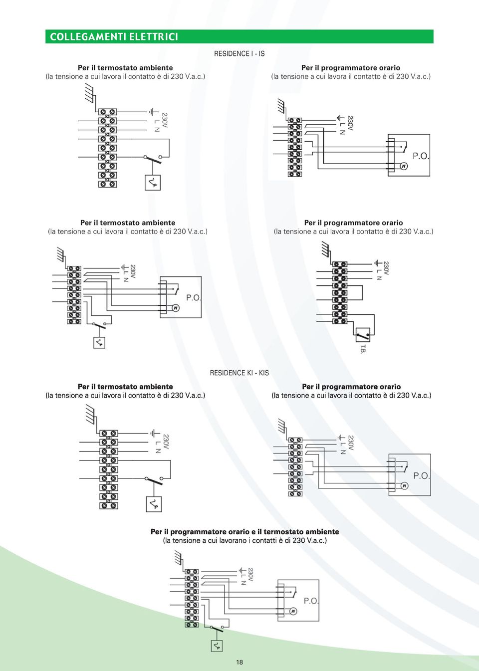 a.c.) Per il termostato ambiente (la tensione a cui lavora il a.c.) RESIDENCE KI - KIS 18