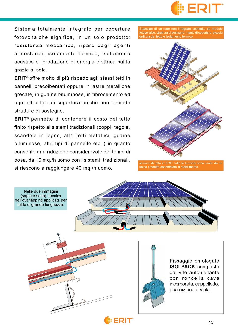ERIT offre molto di più rispetto agli stessi tetti in pannelli precoibentati oppure in lastre metalliche grecate, in guaine bituminose, in fibrocemento ed ogni altro tipo di copertura poichè non