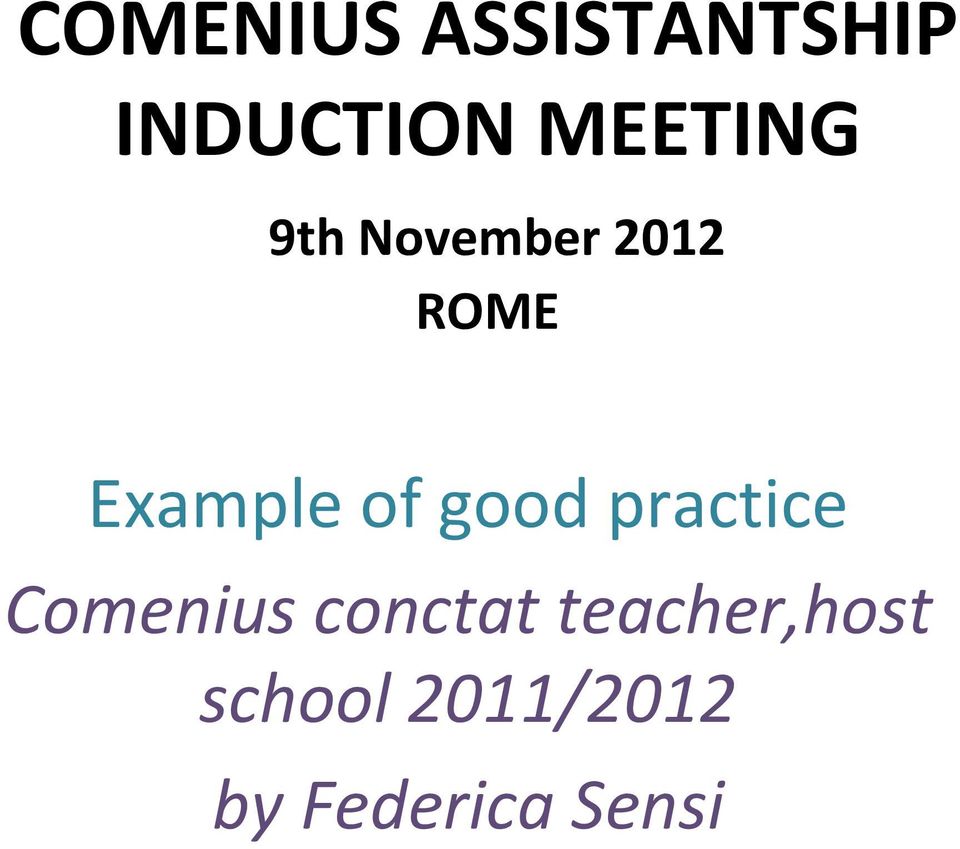 of good practice Comenius conctat