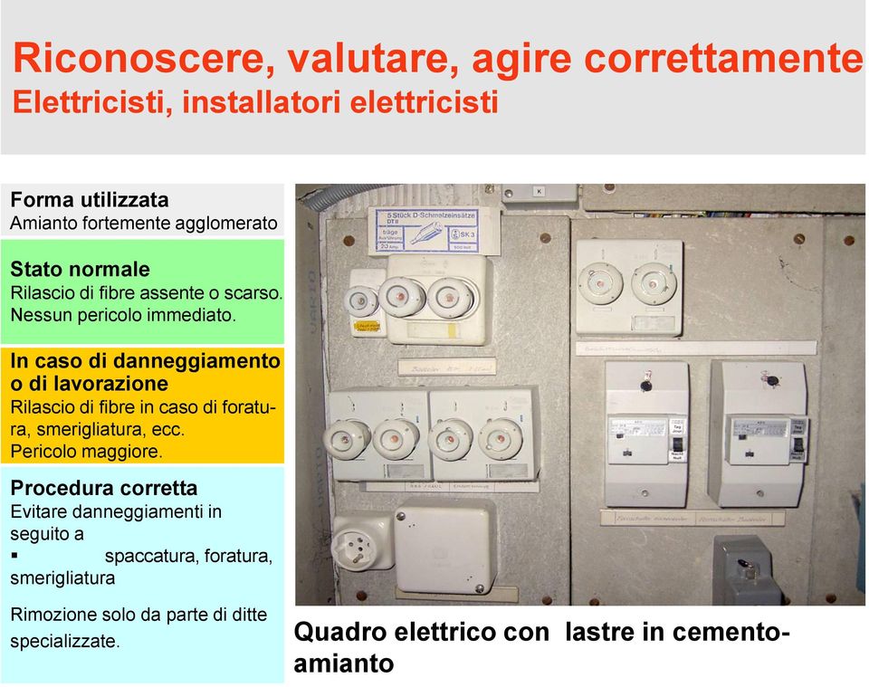 smerigliatura, ecc. Pericolo maggiore.