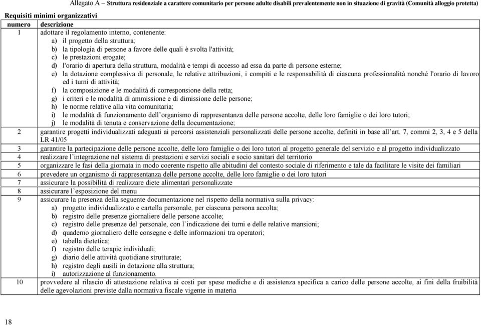 della struttura, modalità e tempi di accesso ad essa da parte di persone esterne; e) la dotazione complessiva di personale, le relative attribuzioni, i compiti e le responsabilità di ciascuna