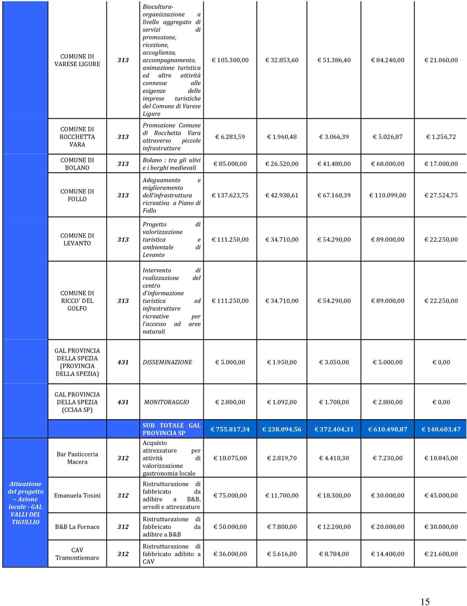 060,00 COMUNE DI ROCCHETTA VARA 313 Promozione Comune di Rocchetta Vara attraverso piccole infrastrutture 6.283,59 1.960,48 3.066,39 5.026,87 1.