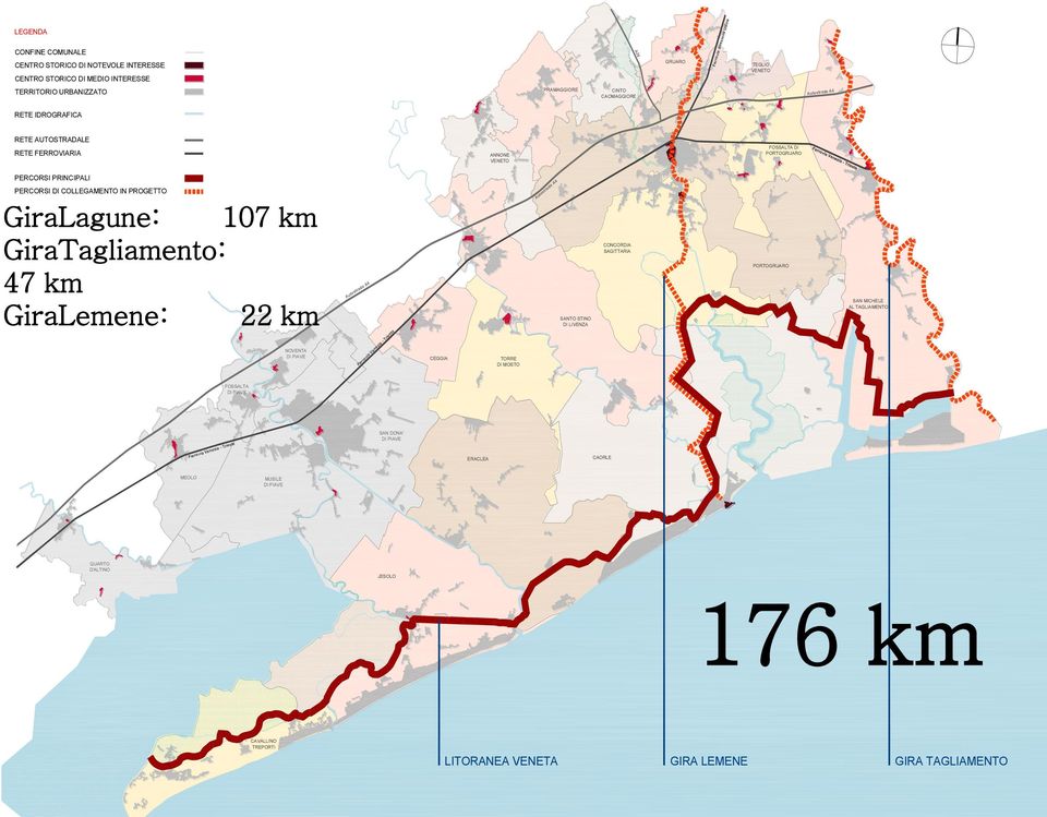 GiraLagune: 107 km GiraTagliamento: 47 km GiraLemene: 22 km NOVENTA DI PIAVE CONCORDIA SAGITTARIA PORTOGRUARO 4 aa ad tr tos Au SAN MICHELE AL TAGLIAMENTO SANTO STINO DI LIVENZA ia ov rr Fe a zi ne