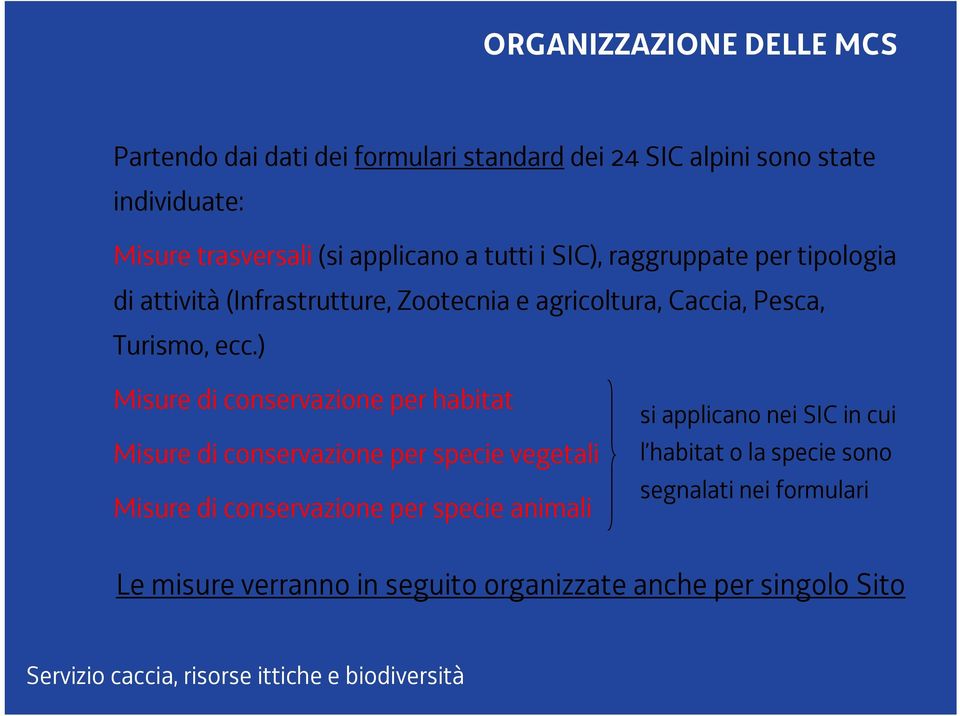 ) Misure di conservazione per habitat Misure di conservazione per specie vegetali Misure di conservazione per specie animali si