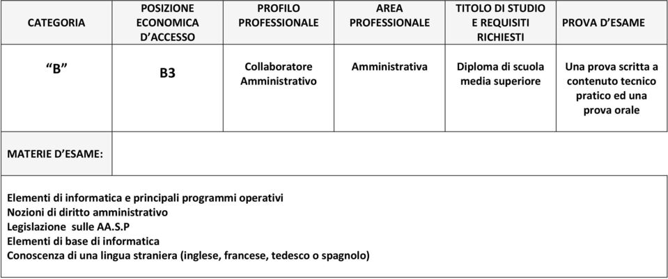 tecnico pratico ed una prova orale Elementi di informatica