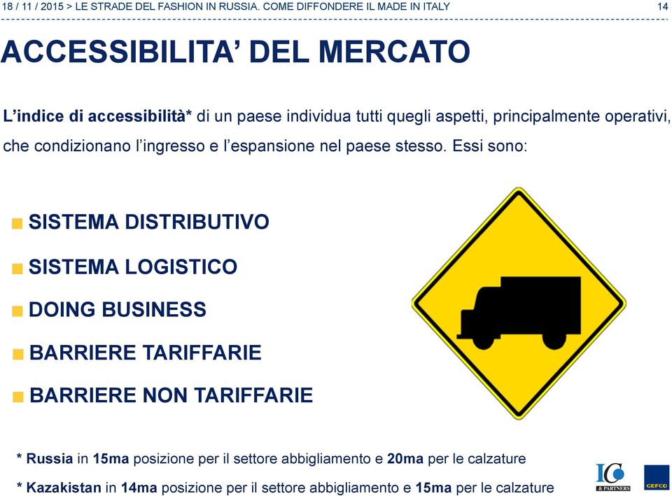 SISTEMA LOGISTICO! DOING BUSINESS! BARRIERE TARIFFARIE!