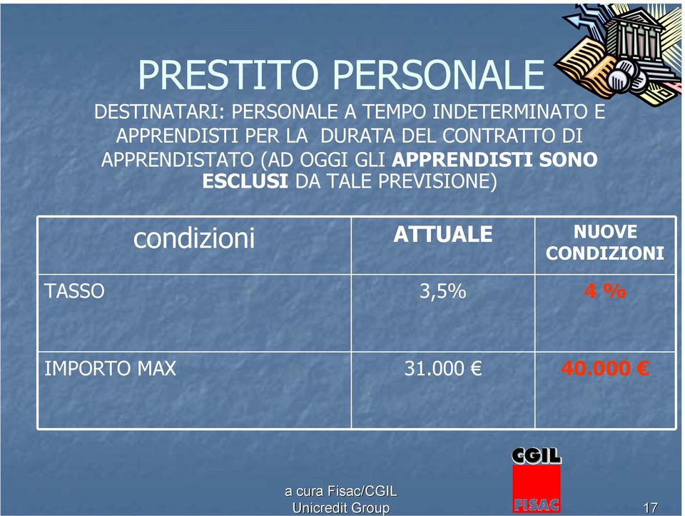 GLI APPRENDISTI SONO ESCLUSI DA TALE PREVISIONE) condizioni ATTUALE