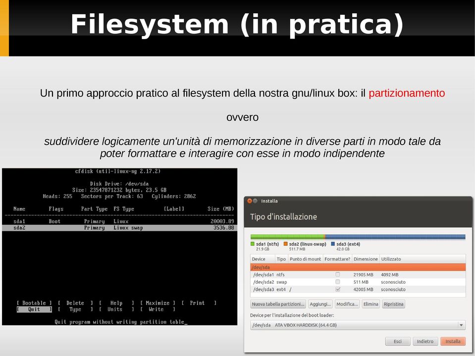 logicamente un'unità di memorizzazione in diverse parti in modo