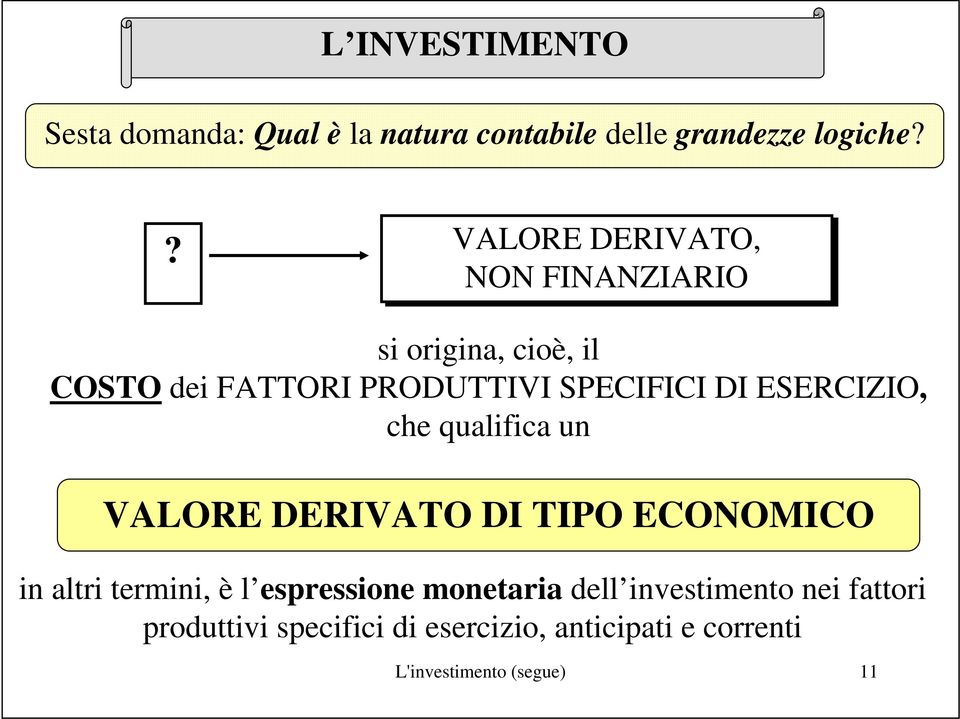 DI ESERCIZIO, che qualifica un VALORE DERIVATO DI TIPO ECONOMICO in altri termini, è l