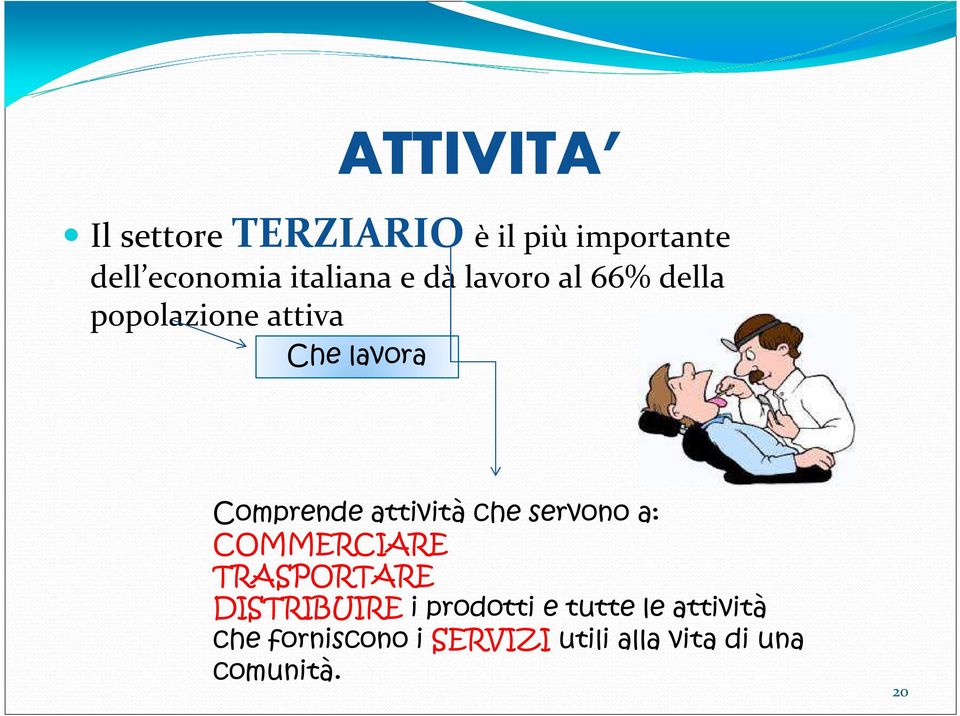 attività che servono a: COMMERCIARE TRASPORTARE DISTRIBUIRE i prodotti e