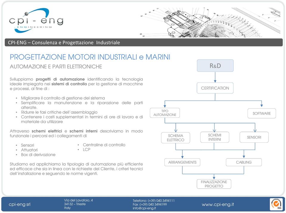 Ridurre le fasi critiche dell assemblaggio Contenere i costi supplementari in termini di ore di lavoro e di materiale da utilizzare TIPO AUTOMAZIONE SOFTWARE Attraverso schemi elettrici e schemi