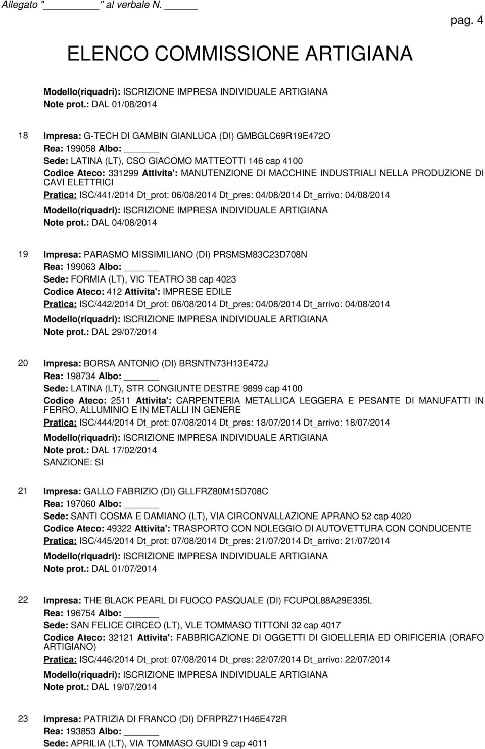 MACCHINE INDUSTRIALI NELLA PRODUZIONE DI CAVI ELETTRICI Pratica: ISC/441/2014 Dt_prot: 06/08/2014 Dt_pres: 04/08/2014 Dt_arrivo: 04/08/2014 Note prot.