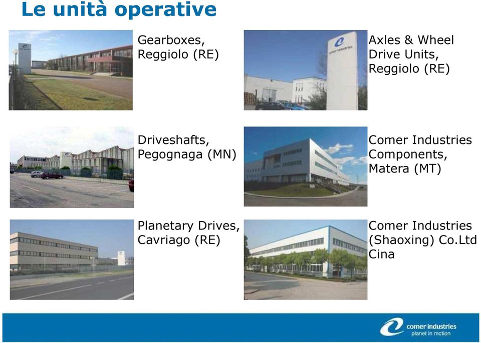 (MN) Comer Industries Components, Matera (MT) Planetary