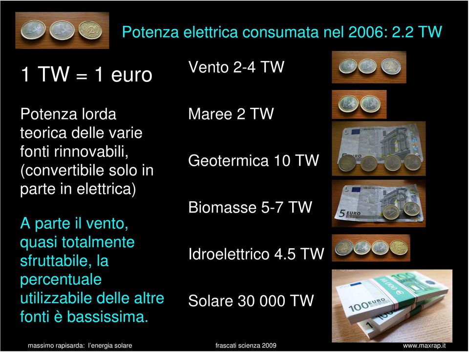 solo in parte in elettrica) A parte il vento, quasi totalmente sfruttabile, la