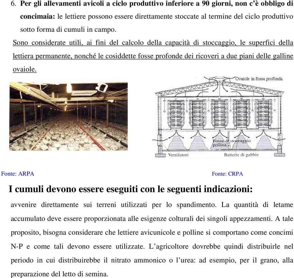 Sono considerate utili, ai fini del calcolo della capacità di stoccaggio, le superfici della lettiera permanente, nonché le cosiddette fosse profonde dei ricoveri a due piani delle galline ovaiole.