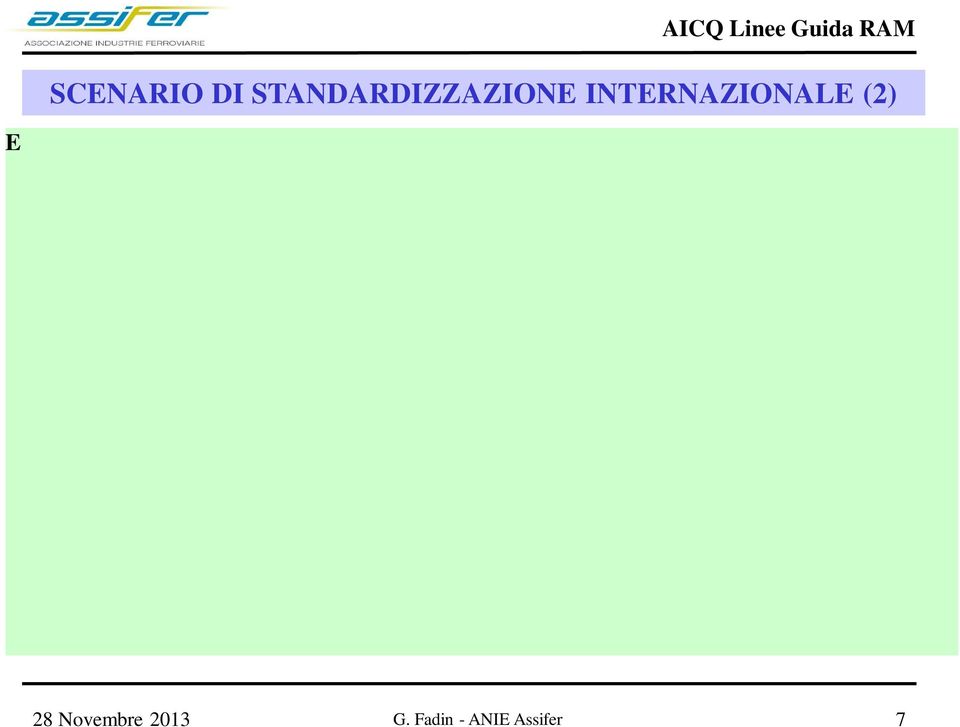 IEC 62278-2: The specification and Demonstration of Reliability, Availability, Maintainability and Safety (RAMS) - Part 2: Systems Approach to Safety Sarà la trasposizione IEC della EN50126-2.