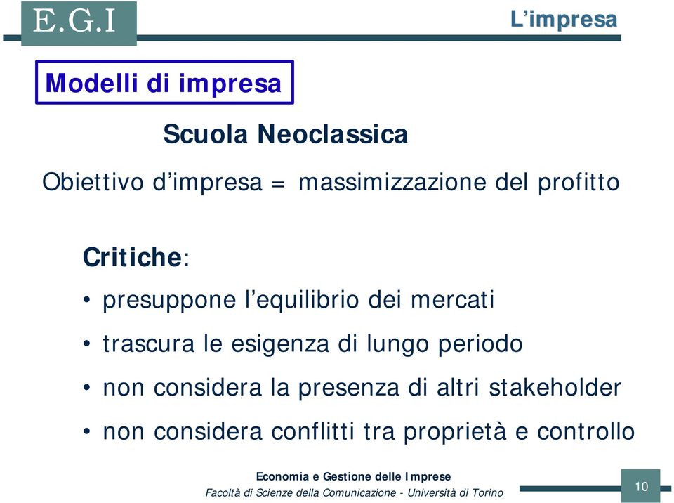 mercati trascura le esigenza di lungo periodo non considera la