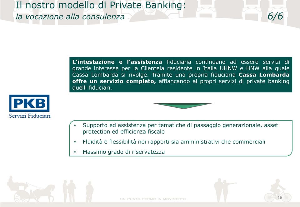 Tramite una propria fiduciaria Cassa Lombarda offre un servizio completo, affiancando ai propri servizi di private banking quelli fiduciari.