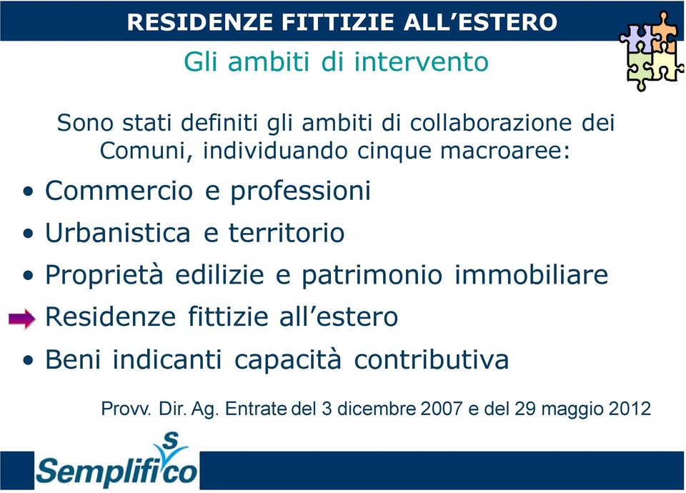 e territorio Proprietà edilizie e patrimonio immobiliare Residenze fittizie all estero Beni