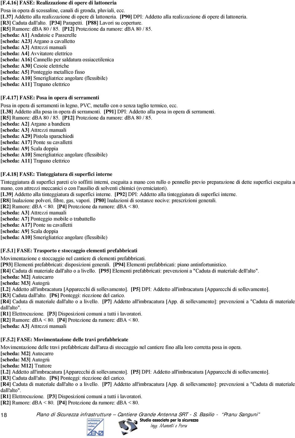 [scheda: A1] Andatoie e Passerelle [scheda: A23] Argano a cavalletto [scheda: A3] Attrezzi manuali [scheda: A4] Avvitatore elettrico [scheda: A16] Cannello per saldatura ossiacetilenica [scheda: A30]