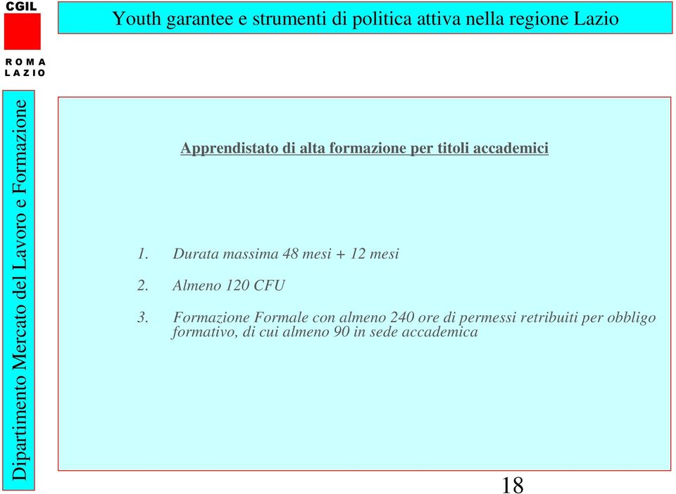 Formazione Formale con almeno 240 ore di permessi