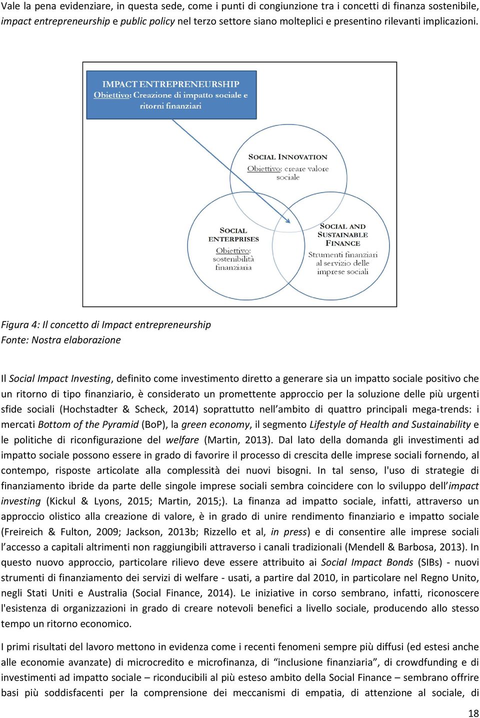 Figura 4: Il concetto di Impact entrepreneurship Fonte: Nostra elaborazione Il Social Impact Investing, definito come investimento diretto a generare sia un impatto sociale positivo che un ritorno di