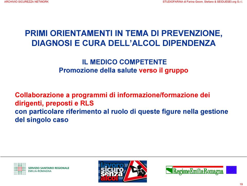 informazione/formazione dei dirigenti, preposti e RLS con