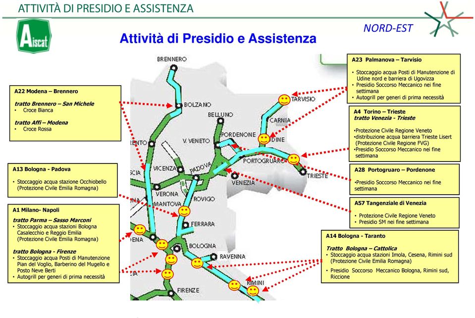 (Protezione Civile Emilia Romagna) tratto Bologna - Firenze Stoccaggio acqua Posti di Manutenzione Pian del Voglio, Barberino del Mugello e Posto Neve Berti Autogrill per generi di prima necessità