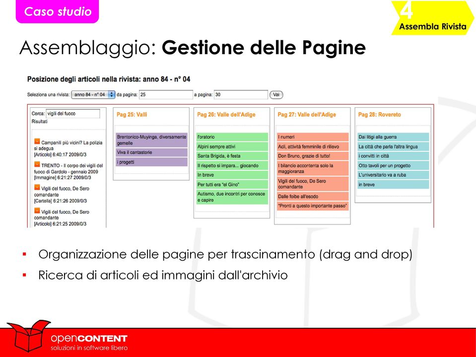 delle pagine per trascinamento (drag and